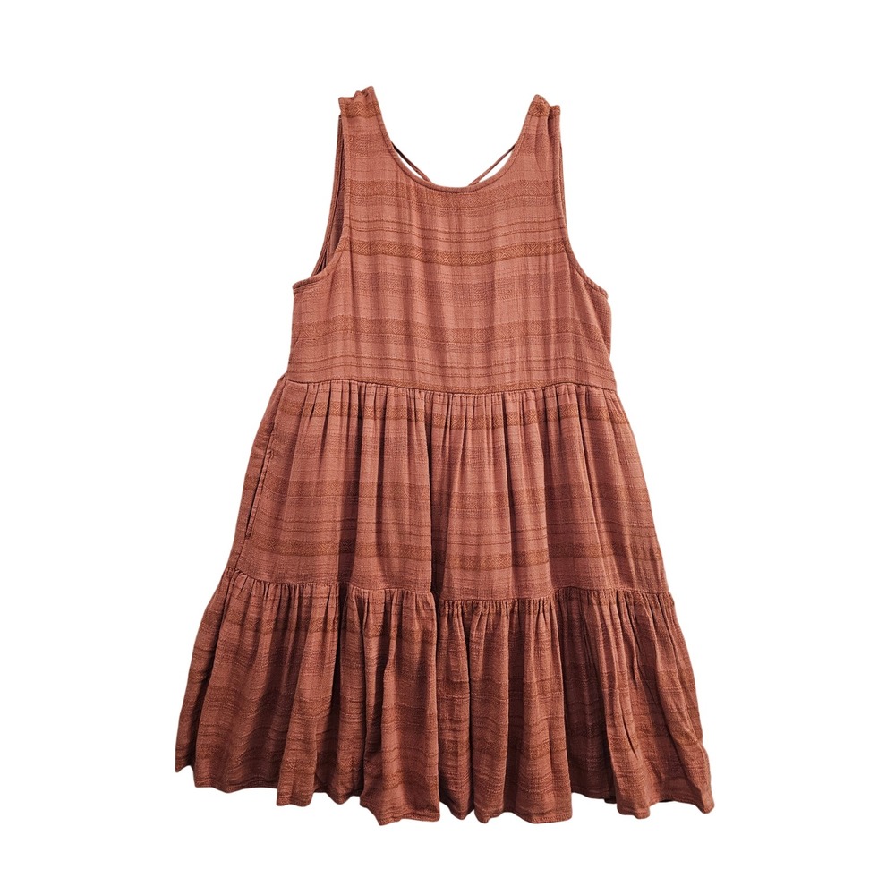 American Eagle Babydoll Dress Women Small Rust Tiered Boho Sleeveless Pockets NW